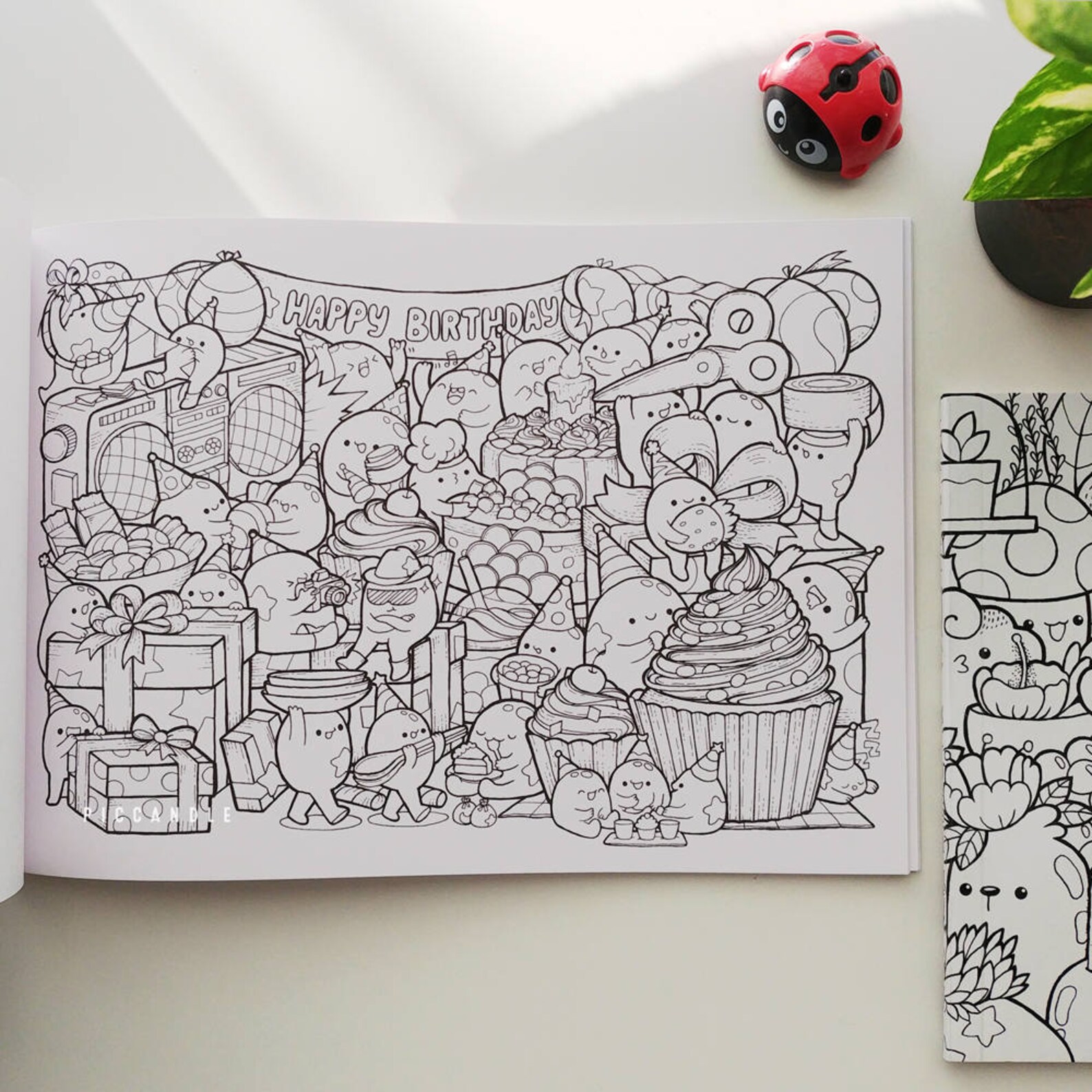 Pic Candle Doodle Coloring Book Inktober'16 Kawaii | Etsy