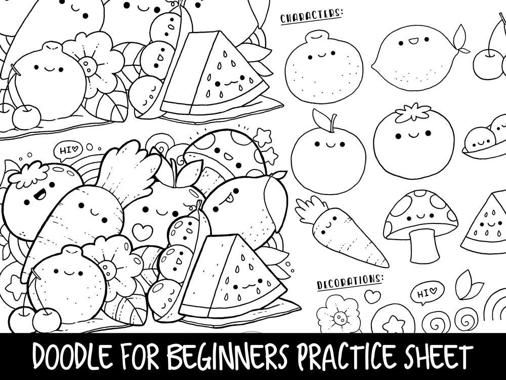 Cute Kawaii Fruit Coloring Pages