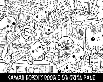 Plants Doodle Coloring Page Printable Cute/Kawaii Coloring