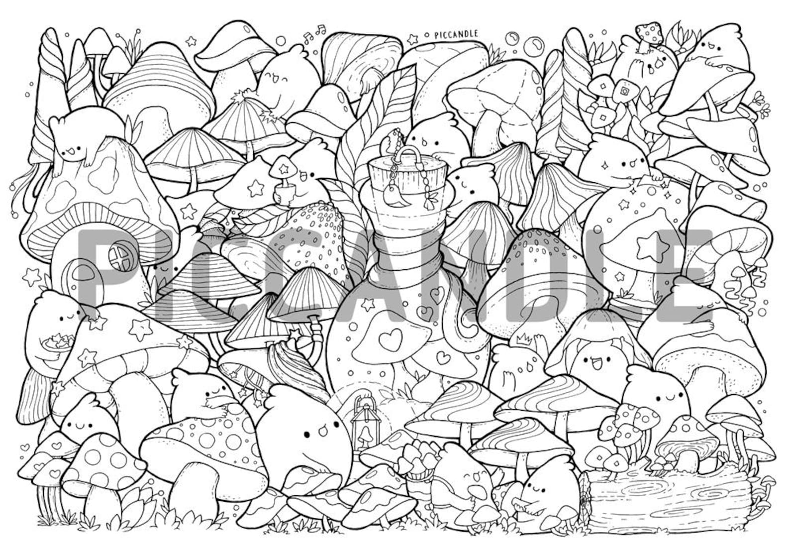 10 Kawaii Mushroom Coloring Pages Printable for Adults: Unleash Your Inner Artist