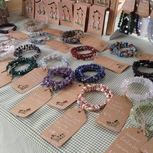 Handmade Gemstone Bracelets | Memory Wire Bracelets | Coil Wrist Arm | Gemstone Chips