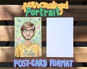 Portrait personnalisé - Encre et aquarelle originale, format carte postale