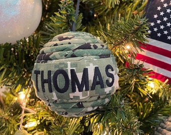 Personalized Navy Christmas Ornament: NWU Fabric Ornament