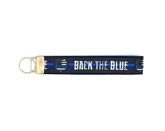 Back the Blue Ribbon Keychain: Personalized First Responder Gift