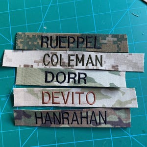 Militärische Namenbänder, nur zum Aufnähen | Armee | Luftwaffe | Marines | Marineblau | Space Age | 925er Silber