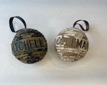 Personalized Marine Corps Ornament: MARPAT Fabric, Military Gift