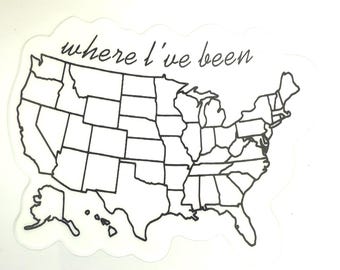 United States Travel Sticker: Waterproof Vinyl PCS Tracker