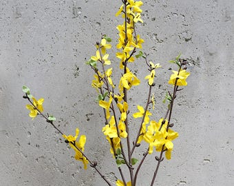 Forsythia | Artificial Yellow Forsythia Branches Faux Floral Arrangement DIY Event Decor Flowers for Home Floral Design Vase Photo Prop