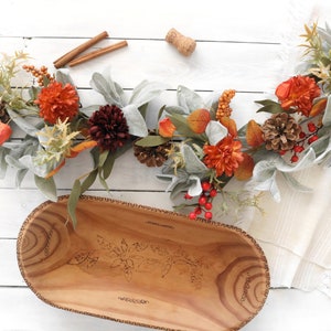 Fall Garland for Mantle | Handmade Country Farmhouse Fall Table Centerpiece Flower Mantel Garland Autumn Runner Fall Wedding Decor Boho