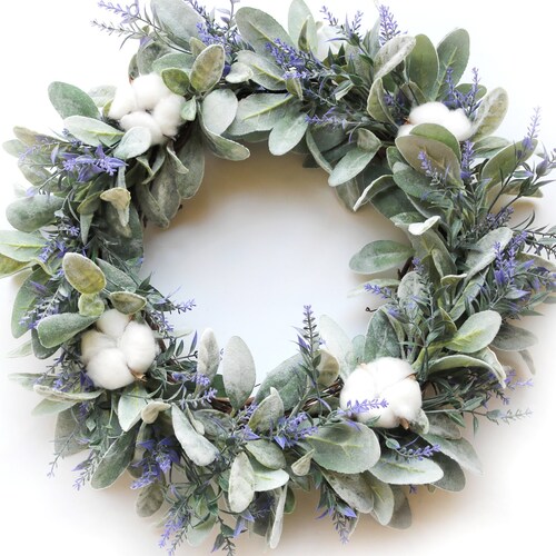 Lambs Ear Wreath Farmhouse Handmade Wreath Grapevine Lamb Etsy
