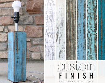 Wood Table Lamp | Handcrafted Modern Primitive Side Table Lamp Base Custom Finish Reclaimed Wood Bedside Rustic Farmhouse Nightstand Decor