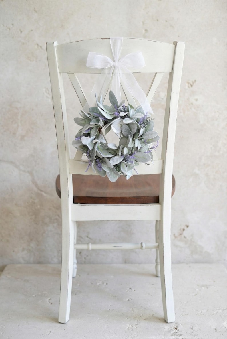 Small Wreath Lambs Ear Lavender: Handmade Mini Greenery Wreath for Cabinets, Windows, Candle Rings image 9