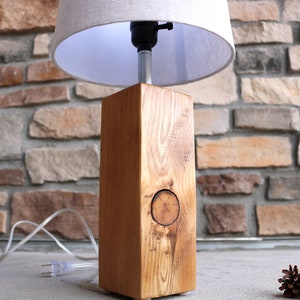 Wood Table Lamp Handmade | Handcrafted Primitive Farmhouse Wooden Bedside Lamp Cabin Lodge House Decor Gift for Him Modern Desk Bedside Lamp