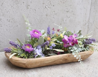 Wildflower Bowl Decor Filler | Faux Floral Arrangement Insert, Rustic Farmhouse Centerpiece (BOWL NOT INCLUDED)