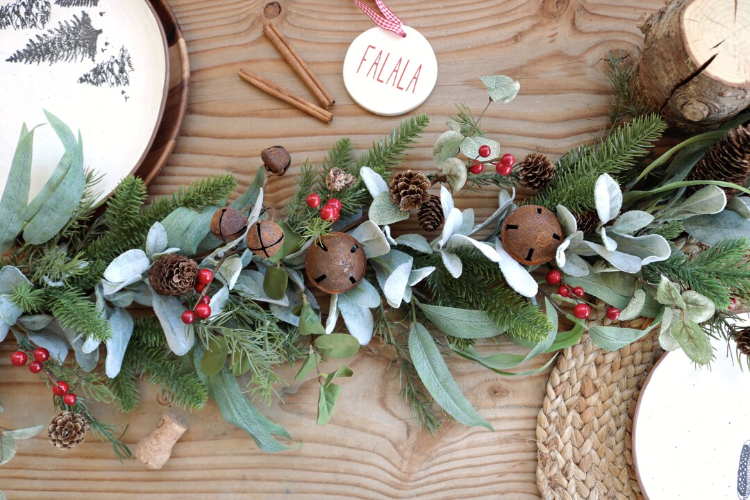 Rustic Christmas Garland Primitive Winter Decor for Home Mantle