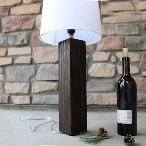 Handmade Modern Rustic Wood Table Lamp | Industrial Farmhouse Accent Lighting Minimalist Desk Bedside Lamp Fathers Day Gift for Him