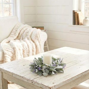 Small Wreath Lambs Ear Lavender: Handmade Mini Greenery Wreath for Cabinets, Windows, Candle Rings image 10