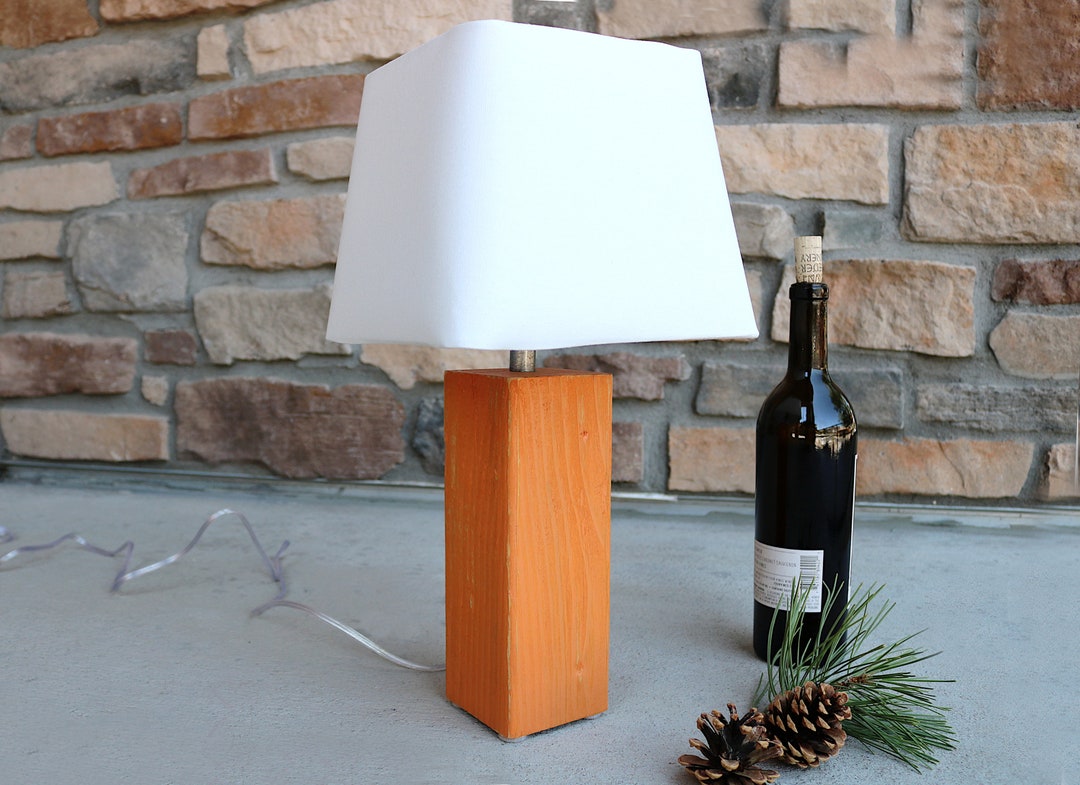 Rustic Wood Table Lamp Reclaimed Handcrafted Wooden Side Table Lamp