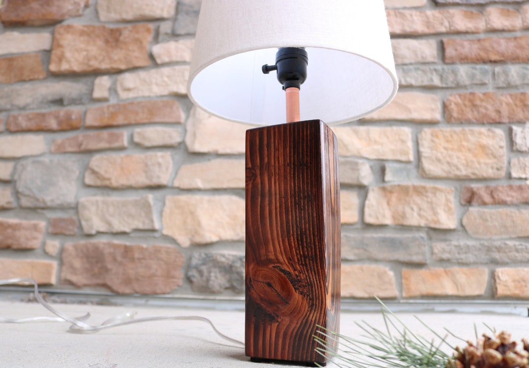 Rustic Wooden Table Lamp Reclaimed Wood Beam Table Lamp - Etsy