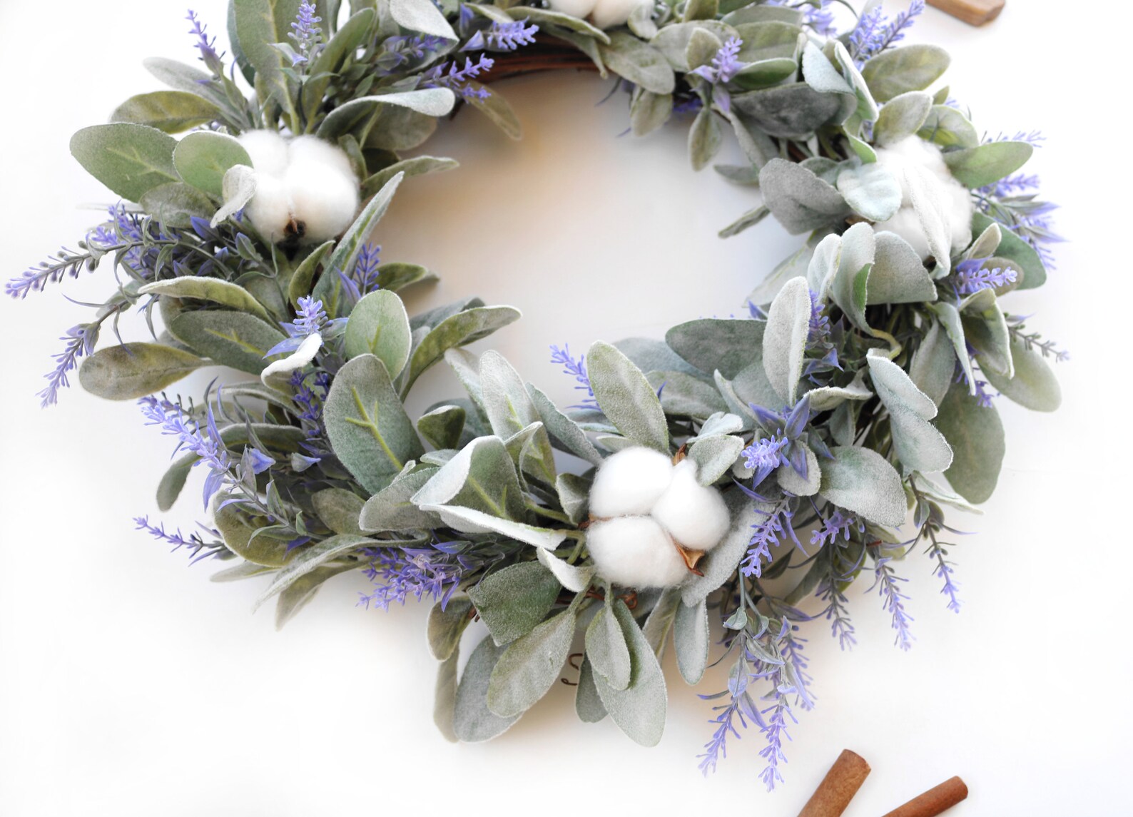 Handcrafted Lambs Ear Lavender Grapevine Wreath | Modern Farmhouse ...