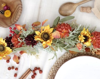 Handmade Terracotta Fall Garland | Rustic Wedding Decor, Autumn Party Table Runner