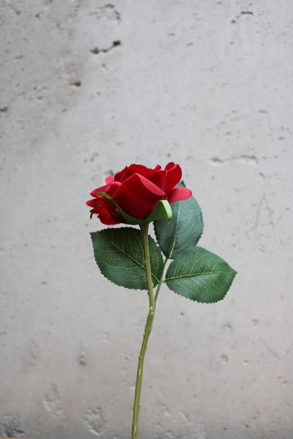 Rose: Artificial Red Rose Small Single Stem Realistic Faux Flower Romantic Decor Gifting Wedding Home Decor DIY Floral Vase Arrangements