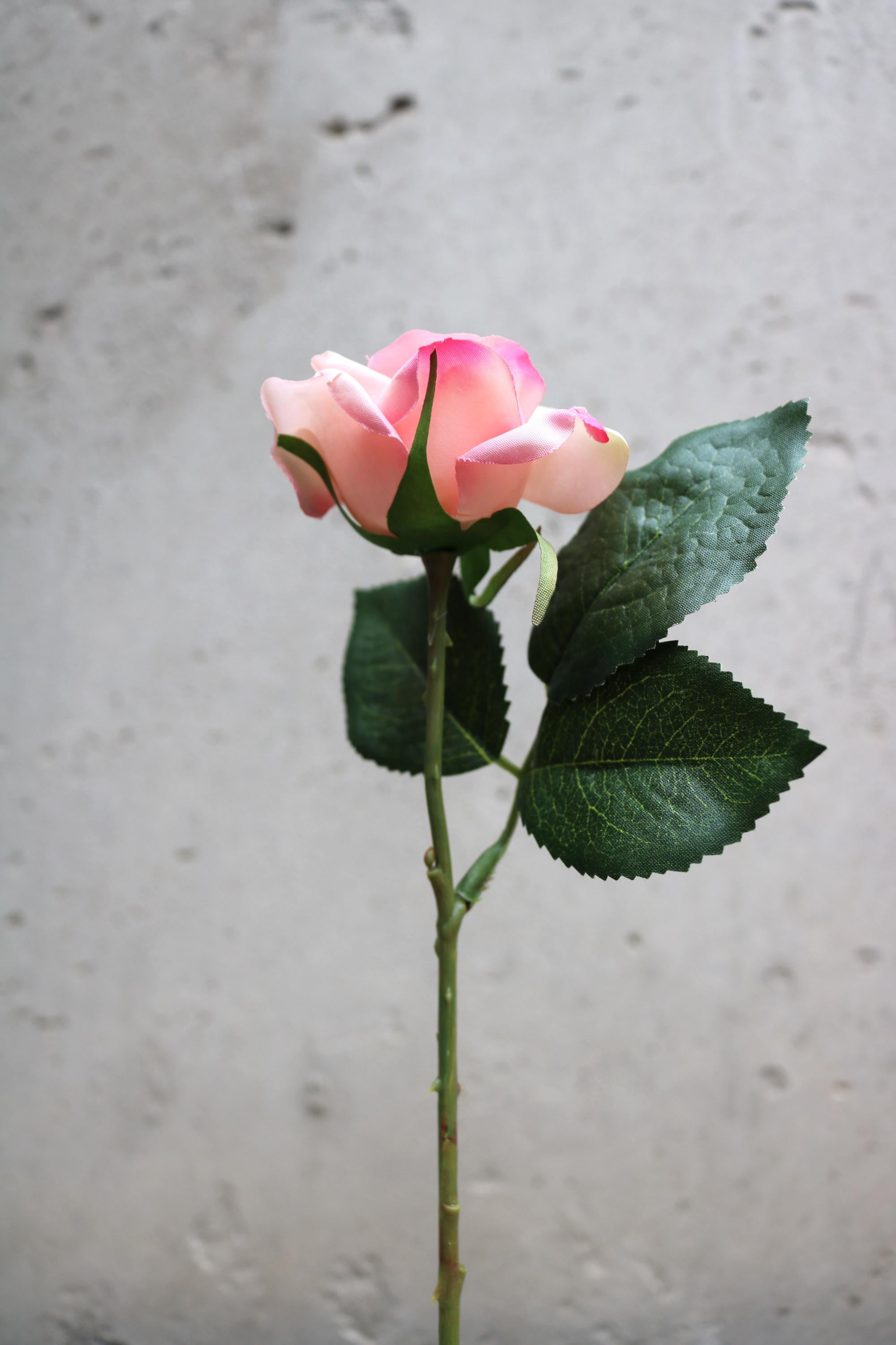Rose: Artificial Pink Rose Small Single Stem Faux Realistic Silk Flower ...
