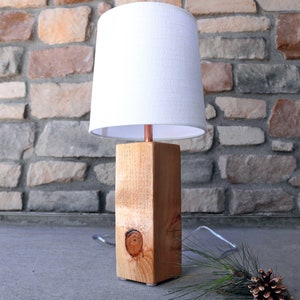 Rustic Modern Wood Table Lamp |  Handmade Wooden Lamp Reclaimed Bedroom Side Table Lamp Farmhouse Cottage Decor Gift for Him Father's Day