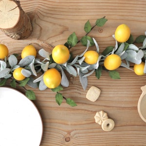 Lemon Garland | Table Centerpiece Spring Easter Greenery Garland with Artificial Lemons Year Round Decor Fireplace Mantle Decoration
