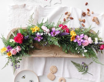 Wildflower Dough Bowl Filler | Faux Floral Centerpiece, Summer Table Decor (BOWL NOT INCLUDED)
