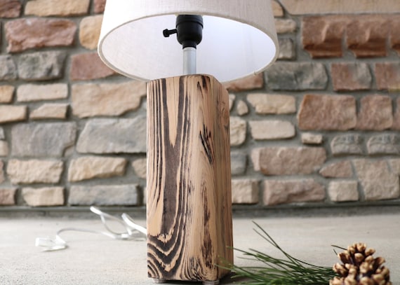 Wooden Table Lamp Rustic Solid Wood Table Lamp Handcrafted Side