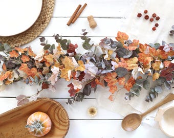 Fall Mantle Garland: Artificial Autumn Leaf Garland Decoration Fireplace Mantel Decor Table Runner Fall Wedding Party Event Themed Birthday