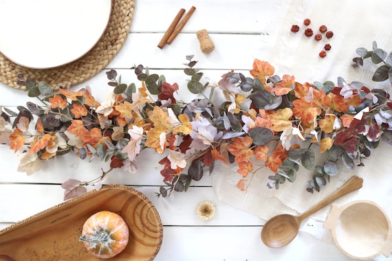 Fall Mantle Garland | Artificial Autumn Leaf Garland Decoration Fireplace Mantel Decor Table Runner Fall Wedding Party Event Themed Birthday