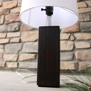 Handcrafted Rustic Wood Table Lamp | Minimalist Wooden Side Table Lamp Reclaimed Solid Wood Farmhouse Cabin Decor House Gift for Him