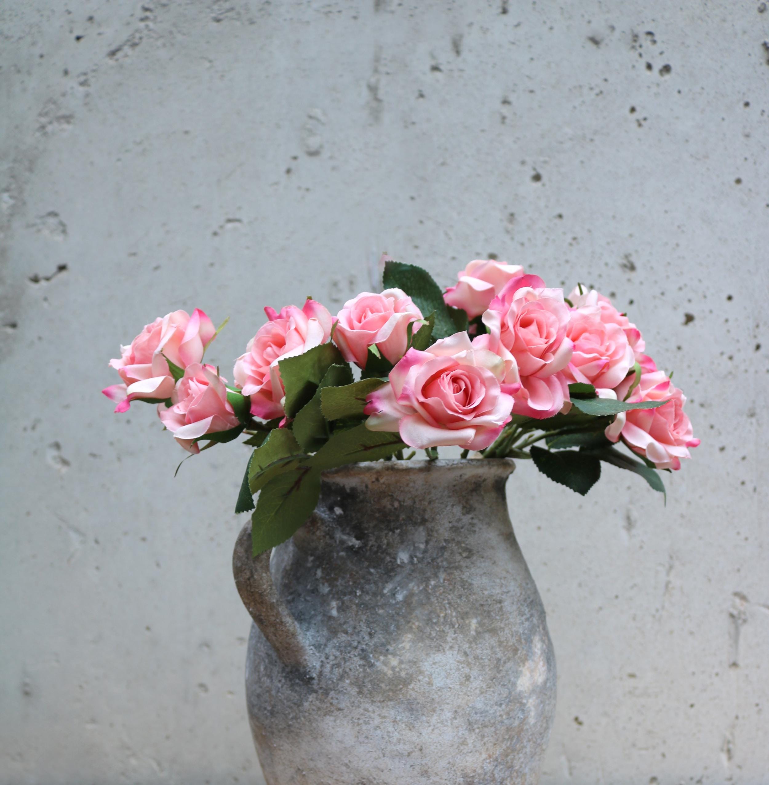 Rose: Artificial Pink Rose Small Single Stem Faux Realistic Silk Flower ...