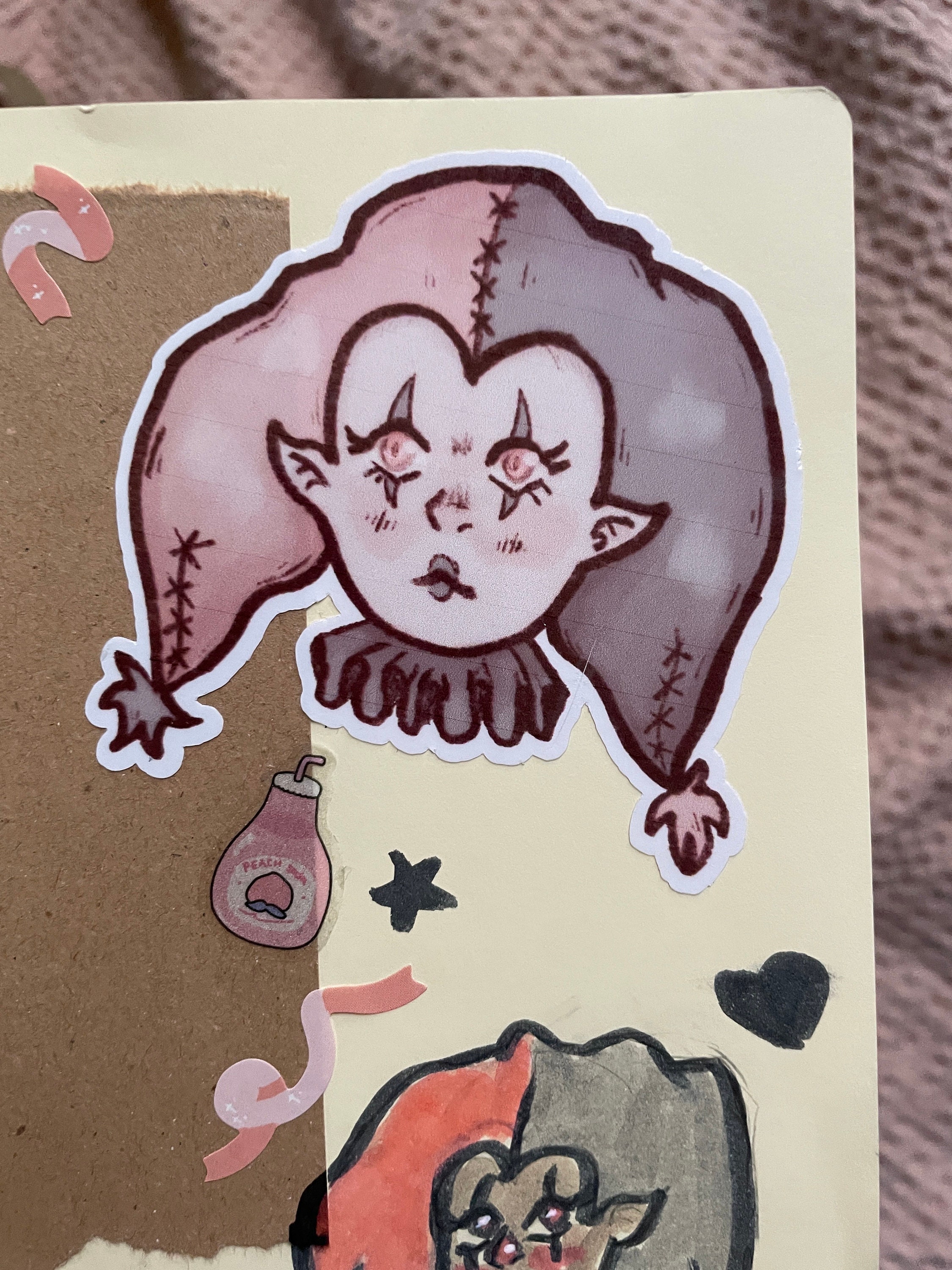 Rusty Jester Sticker Pink and Grey Jester Die Cut Sticker | Glossy Vinyl Sticker - Etsy