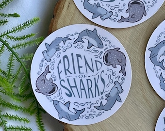 Friend of Sharks Circle Vinyl Sticker