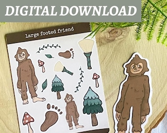 Large Footed Friend Sticker Sheet | DIGITAL DOWNLOAD | Journaling, Planning, Deco