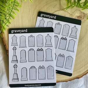 Graveyard Tombstone/Headstone Sticker Sheet