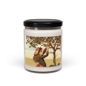 Vintage Nostalgia Girl Apple Tree Orchard Scented Soy Candle - 9oz, Cozy Fragrance, Gift for Her, Eco-Friendly Candle, Fall, Autumn