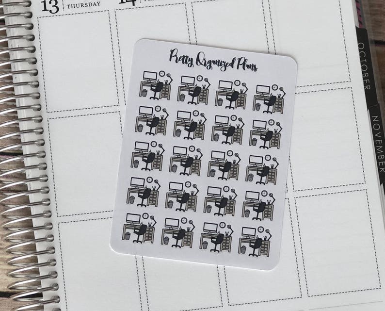Office Desk Stickers Doodle Functional Stickers Etsy