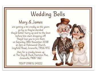 20+ Printed Personalised Funny Wedding/Evening Invitations with envelopes