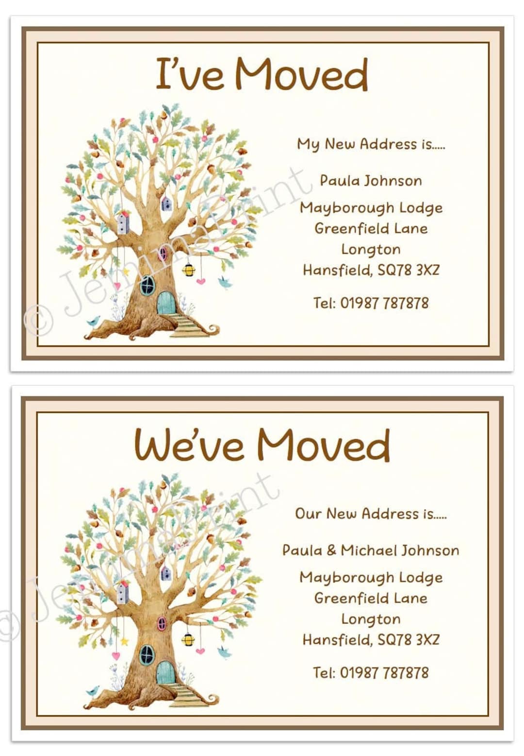 20+ Printed Personalised Change of Address ,new Home, Moving House ...