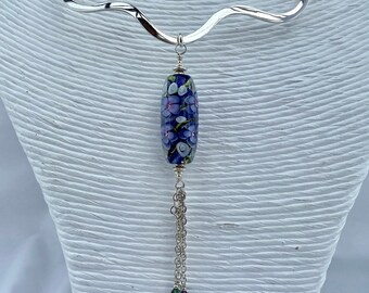 Wavy Choker Necklace with handmade glass bead