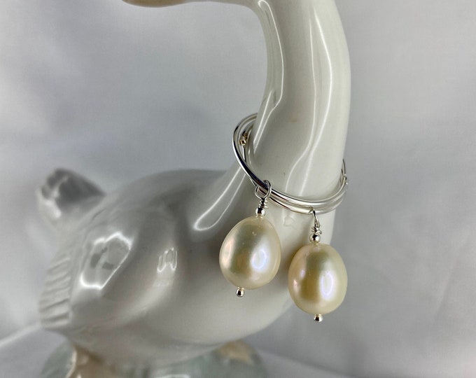 Hoop earrings with a drop pearl, Sterling silver, dangle and drop, bride, Mother’s Day, Bridgerton inspired, June birthstone, elegant pearl