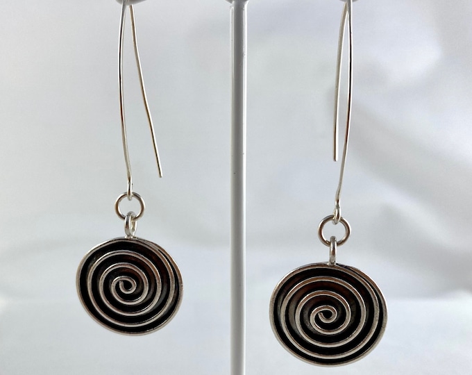 Thai silver spiral disc earrings