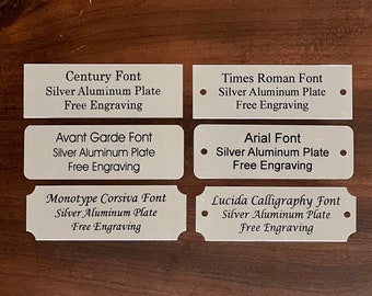 3"x1" Silver Aluminum Plate w/ Black Print Custom Personalized Plate Adhesive Backed - Trophy Award Gift Sign Label Wedding