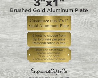 Personalized Gold Aluminum Plate - Custom 3" x 1" Sign