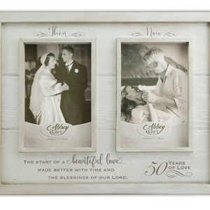 Then And Now 50th Anniversary Wood Frame