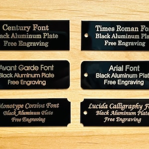 3&quot;x1&quot; Black Aluminum Plate w/ Gold Print - Laser Engraved - Custom Personalized Plate Adhesive Backed - Trophy Award Gift Sign Label Wedding